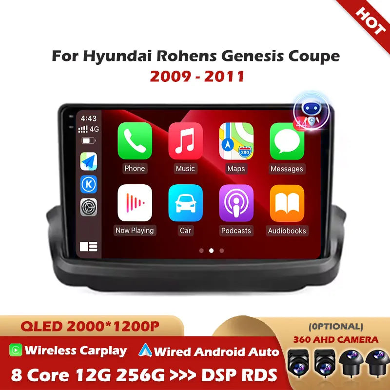 Car Radio for Hyundai Rohens Genesis Coupe 2009 - 2011 Android Auto Carplay 4G Multimedia