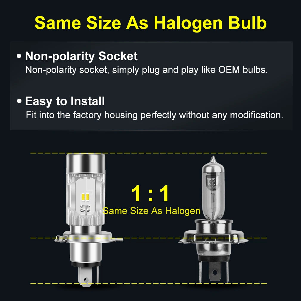 H4 Motorcycle Led Light Canbus BA20D H4 LED Headlight Bulbs Hi Lo beam Moto Headlight Lamp