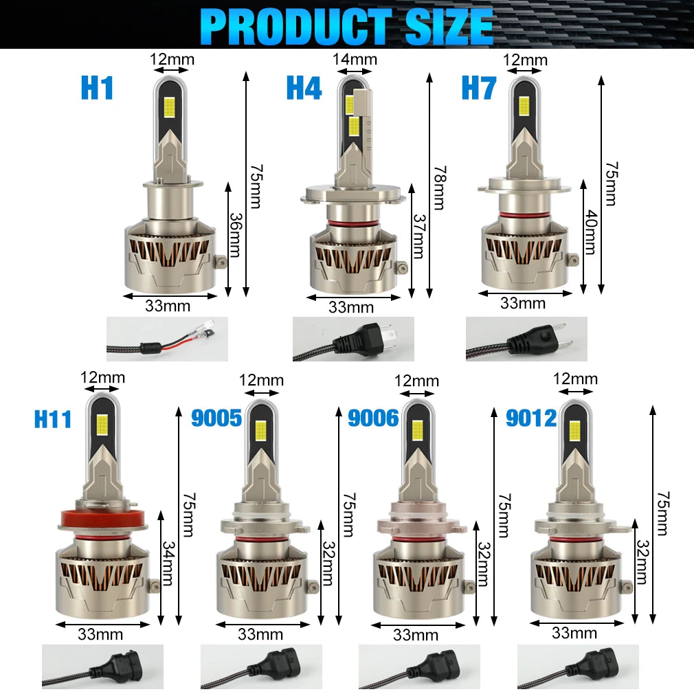 300000LM H4 H7 LED Headlight Canbus H11 9012 9005 HB3 9006 HB4 Light Blub for Car 800W 300