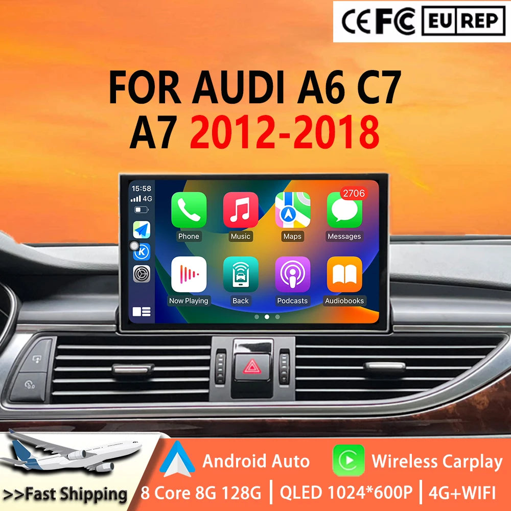 Android 15 Car Multimedia Player For Audi A6 C7 A7 2012~2018 Touch Screen Carplay Music St | AUTOKITSHOP