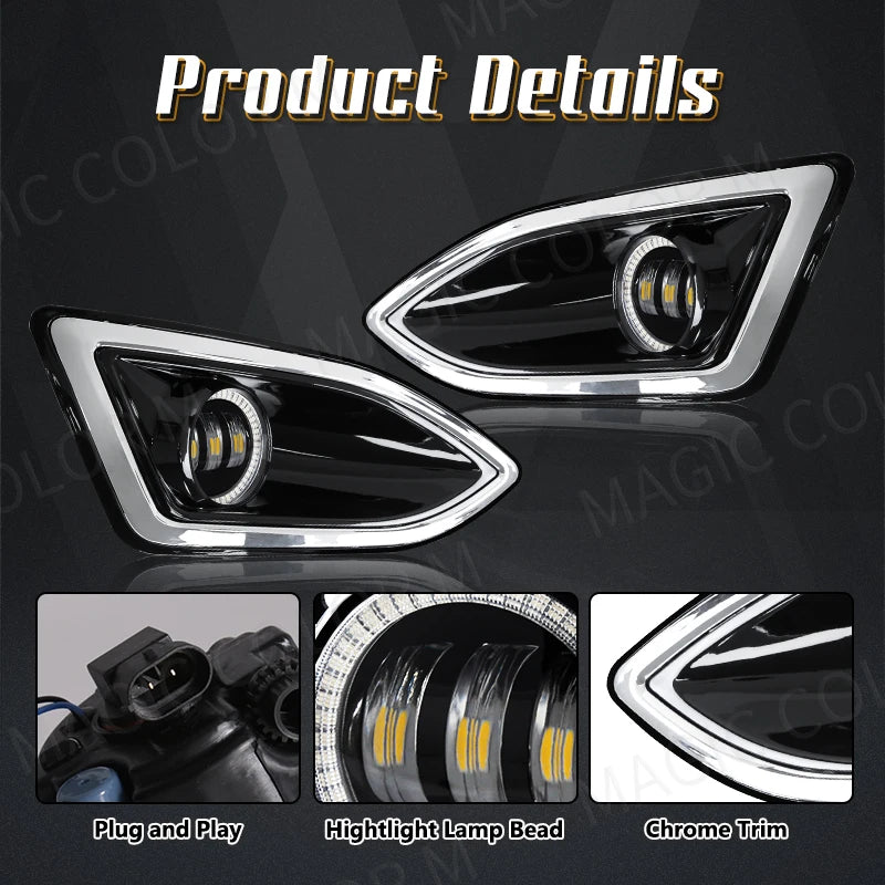 LED Fog Lamps For Ford Edge 2015 2016 2017 2018 DRL Daytime Running Lights Angel Eyes Halo | AUTOKITSHOP