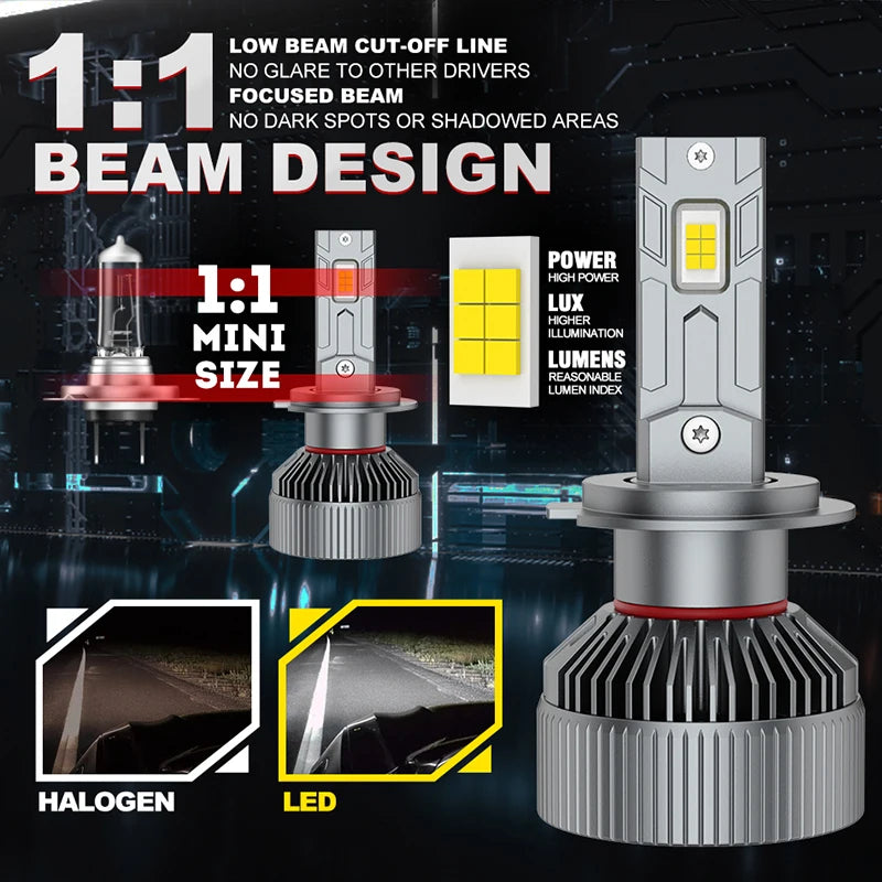7200W H7 H4 LED Headlights 8300000LM H8 H9 H11 H1 9005 9006 HB3 HB4 9012 HIR2 High Low Bea