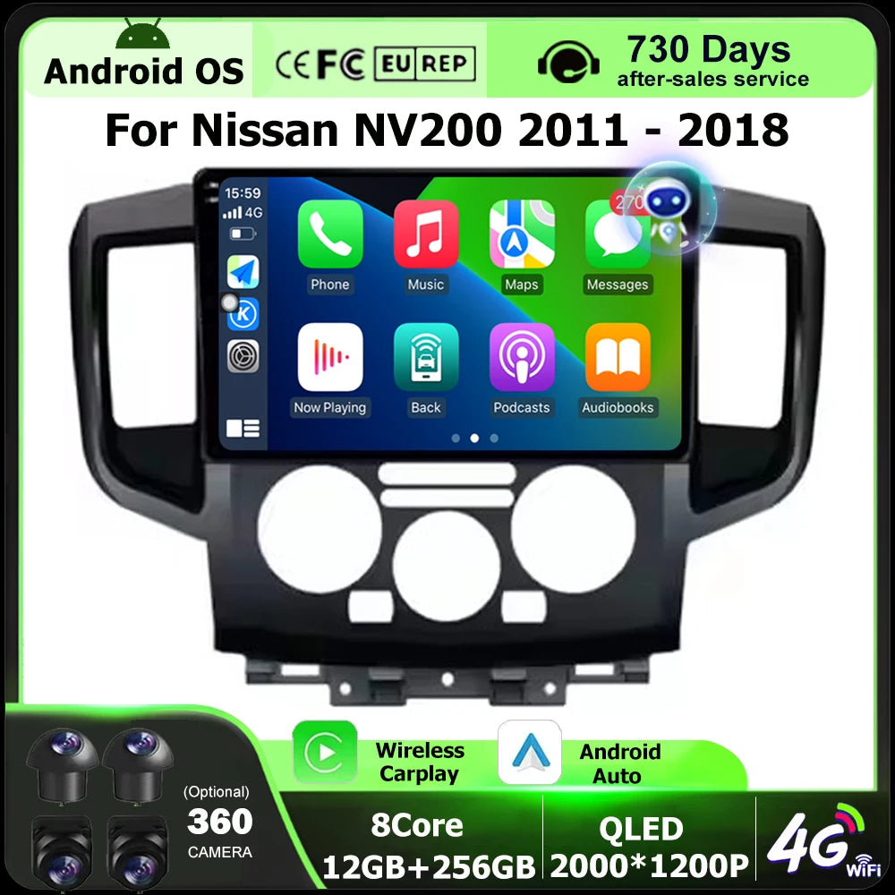 Wireless Carplay For Nissan NV200 2011 2015 2016 2017-2018 Android 16 Auto Car Radio Multi