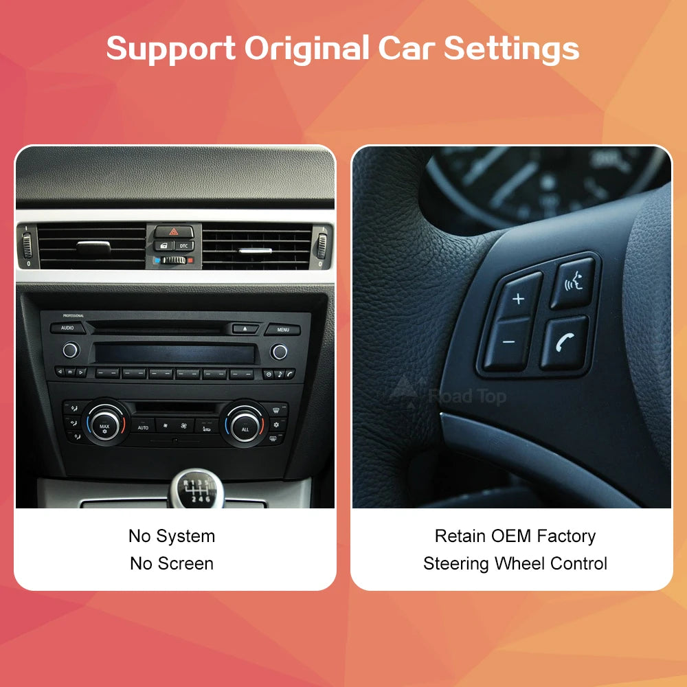 Road Top Wireless CarPlay Android Auto Car Multimedia Display Screen for BMW 3 E90 E91 E92 | AUTOKITSHOP