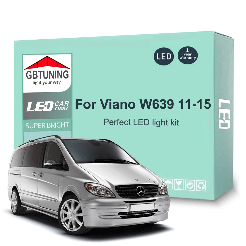 23-Piece LED Interior Light Kit for Mercedes Benz Viano W639 2011-2015 - Canbus Dome Map Door Trunk Bulbs | AUTOKITSHOP