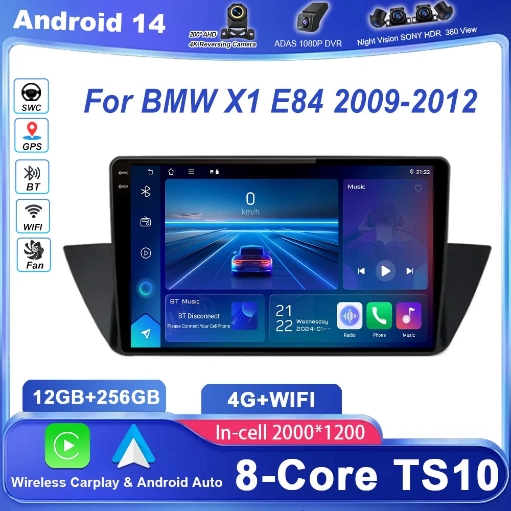 Car DVD Android Stereo Radio For BMW X1 E84 2009 -2012 Auto Bluetooth High-Performance CPU