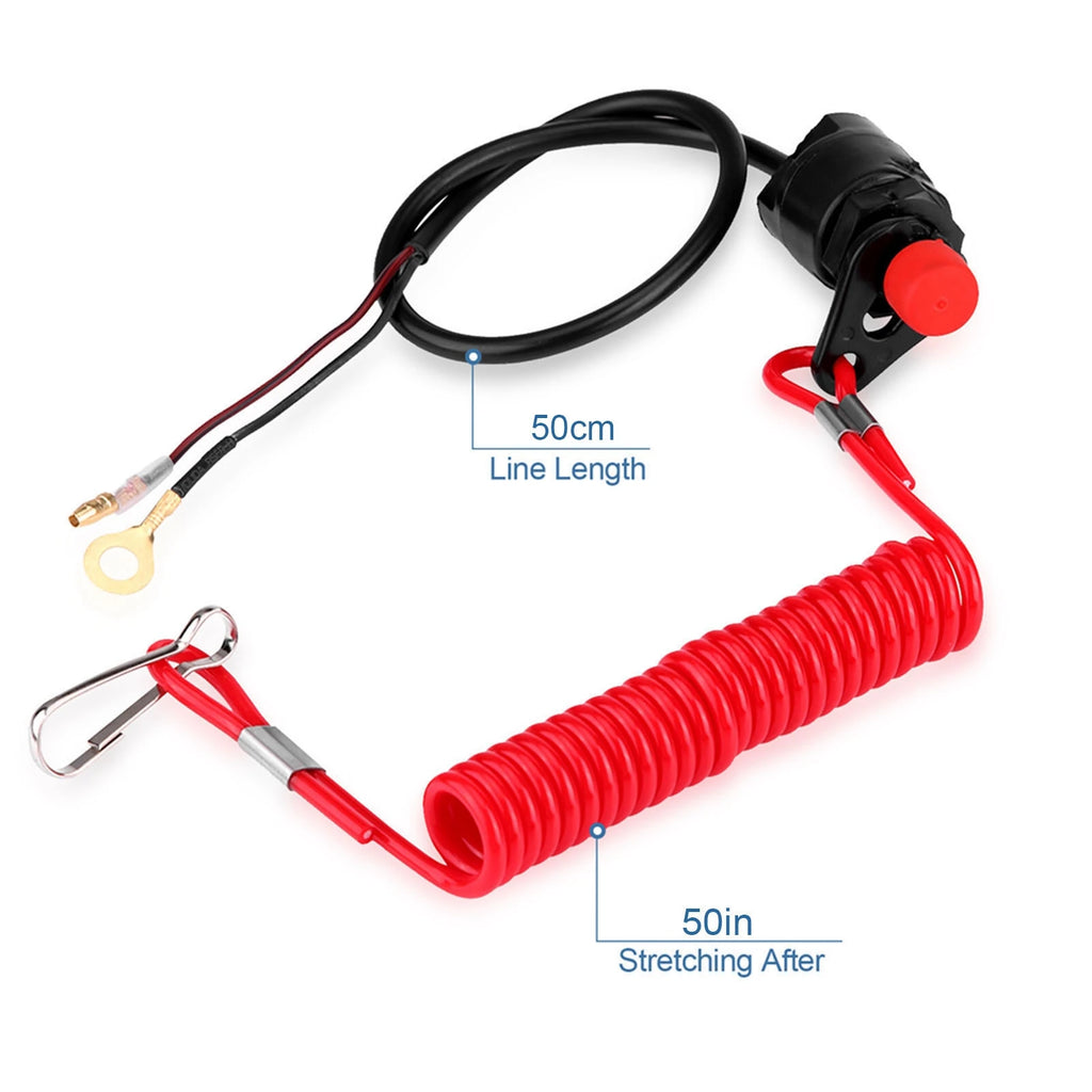 1Pc Boat Outboard Switch Engine Motor Lanyard Kill Urgent Stop Button Safety Connector Cord Comp - Automotive LED Light