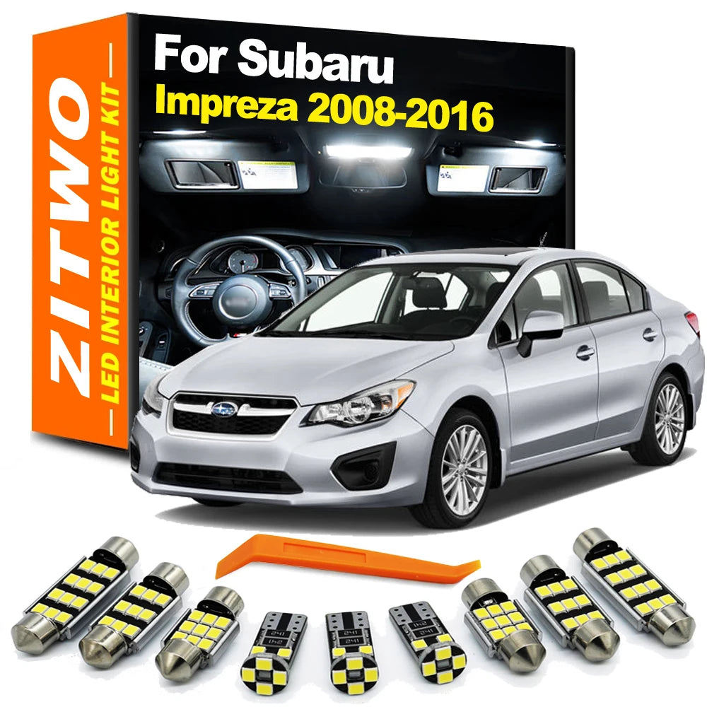 ZITWO 8Pcs LED Interior Light Dome Map License Plate Lamp Kit For Subaru Impreza 2008 2009 2010 2011 2012 2013 2014 2015 2016