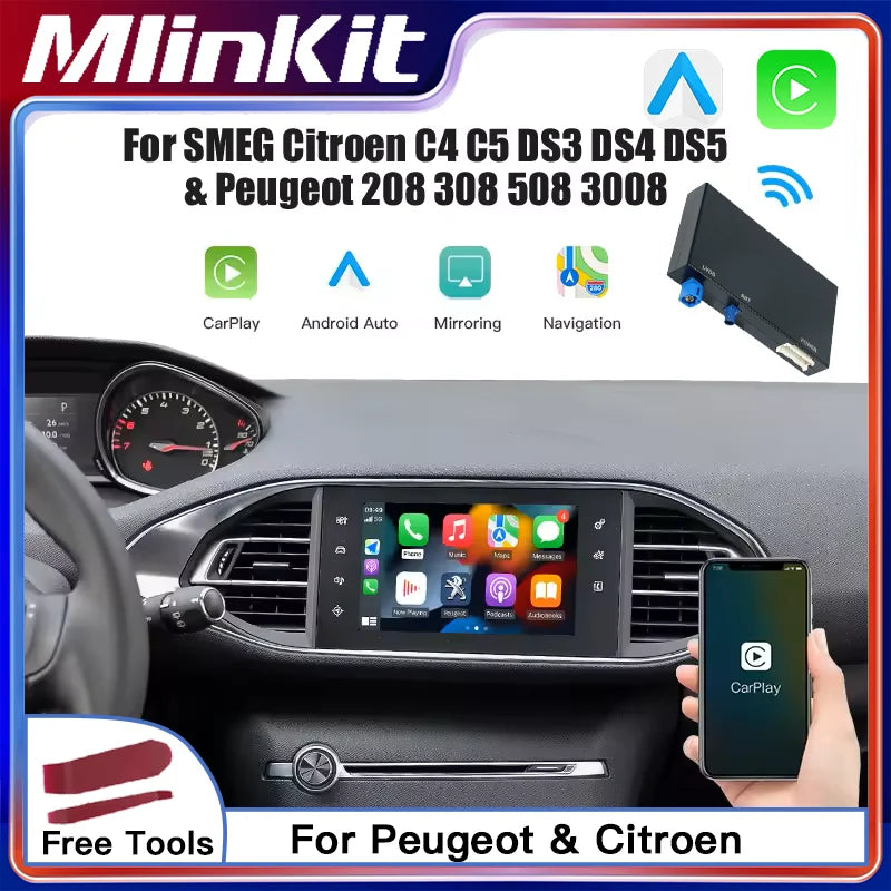 Mlinkit Wireless Carplay Ｍodule Android Auto For Peugeot Citroen SMEG NAC Picasso C4 C5 DS