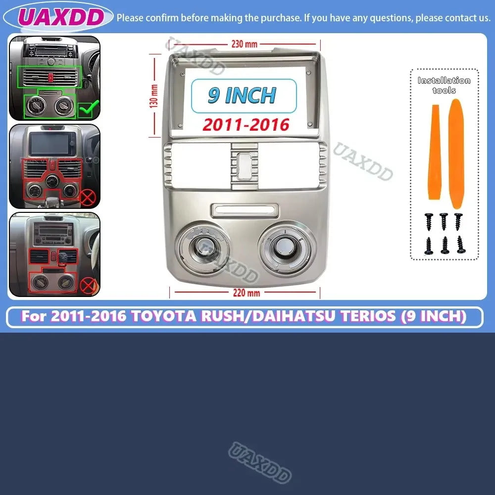 For 2006-2016 TOYOTA RUSH DAIHATSU TERIOS 9INCH 2 Din Car Android frame Kit panel Center f