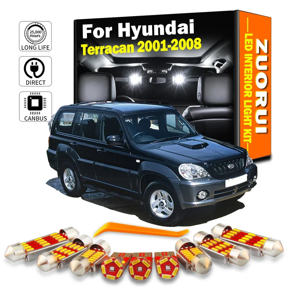 12-Piece LED Interior Light Kit for Hyundai Terracan - Canbus Error-Free Bulbs | AUTOKITSHOP