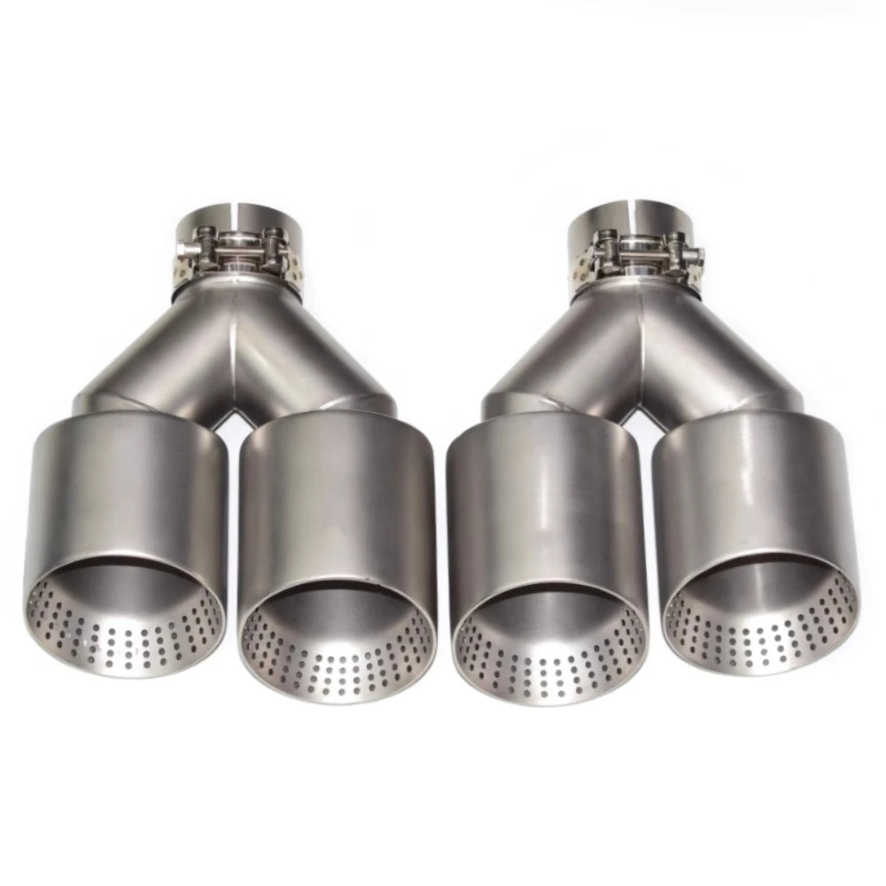 1 PCS Exhaust Tip Car Modify Double Outlet Exhaust Pipe Nozzle Decoration Matt Stainless Tail Pi - Automotive LED Light