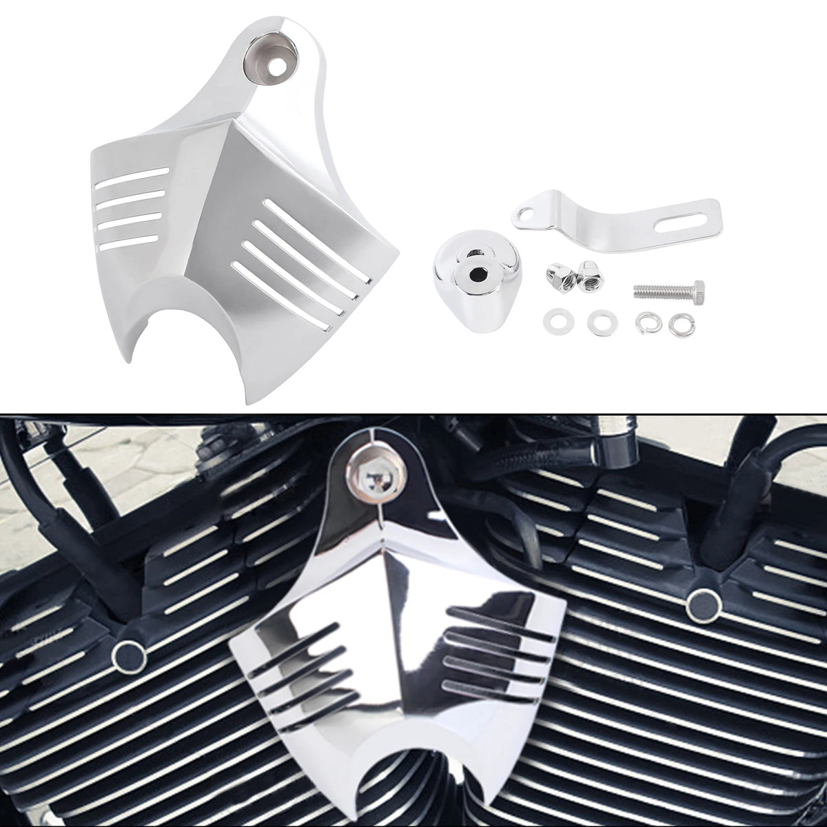 Chrome Motorcycle Big Twin Cowbell Horn Cover Fit For Harley Dyna Softail Sportster Road King St - Automotive LED Light