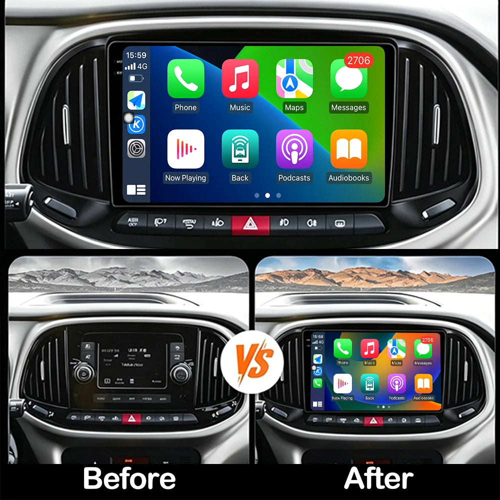 QLED 2400*1200P Android 16 For Fiat Doblo 2015-2020 Car Radio 9" 4G BT Stereo Multimedia P