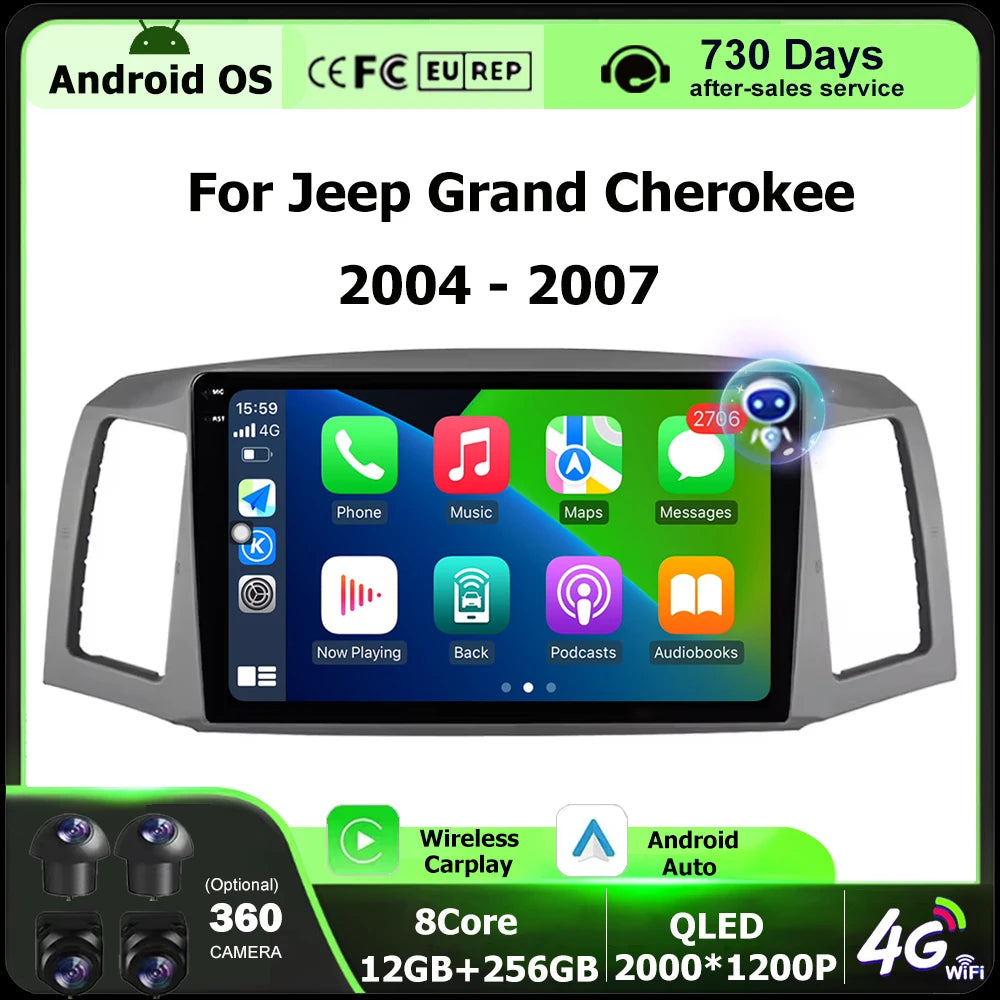 Android 16 Auto Carplay For Jeep Grand Cherokee 2004 - 2007 Car Radio Multimedia Video Pla