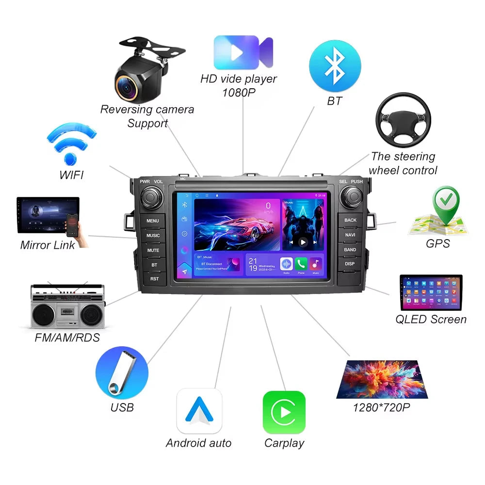 Android 16 For Toyota Auris Corolla 2006-2012 Car Radio Wireless Carplay Multimedia Video  | AUTOKITSHOP