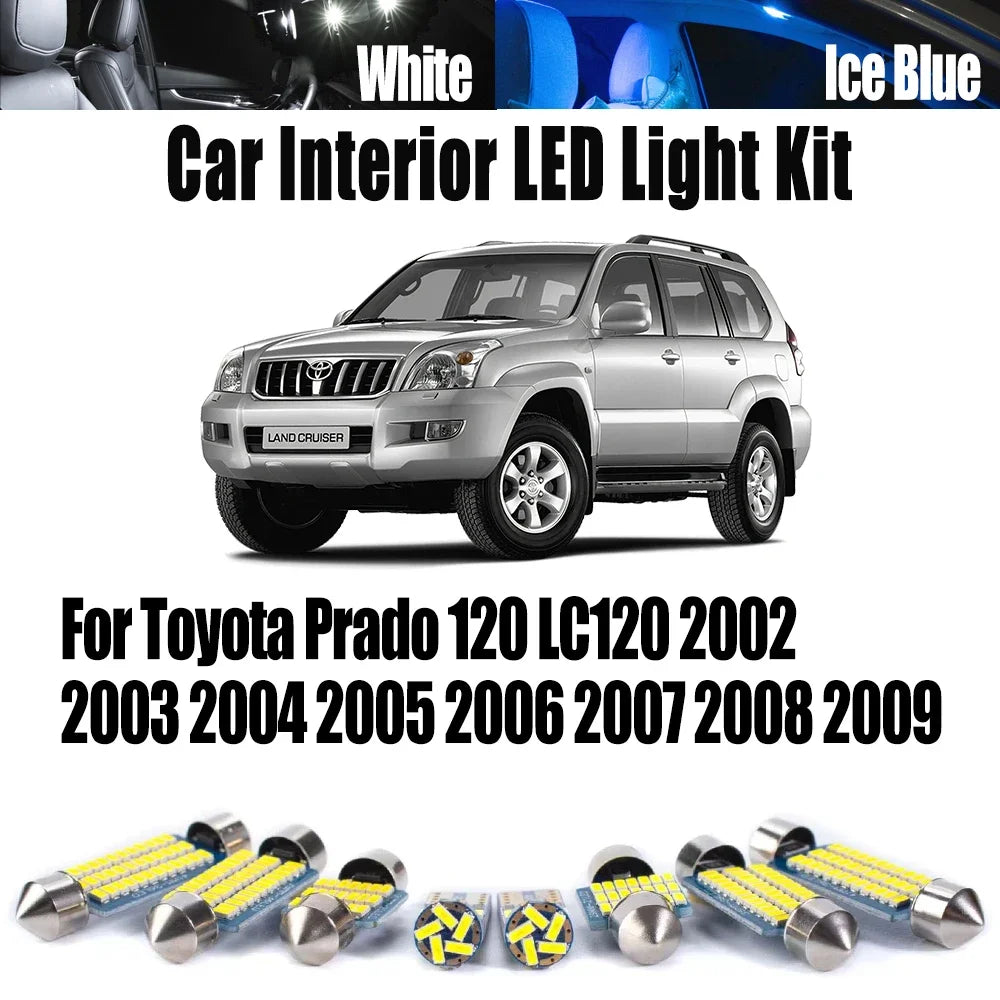 17-Piece LED Interior Light Kit for Toyota Prado 120 LC120 2002-2006 - Canbus Dome Map Door Trunk Bulbs | AUTOKITSHOP