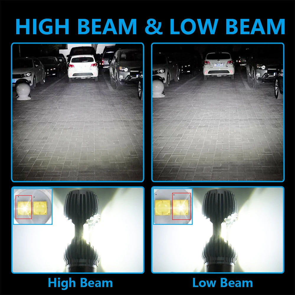 BEVINSEE H4 BA20D LED Motorcycle Headlight Bulbs Hi/Lo Beam P15D-25-1 H6M LED Bulbs for Mo