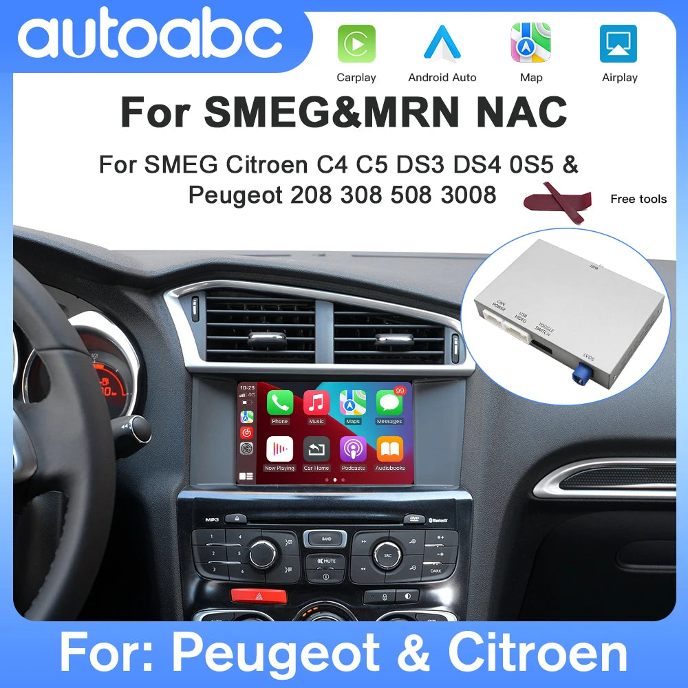 Wireless Carplay Android Auto module For Peugeot Citroen SMEG MRN 208 308 508 3008 & C4 DS