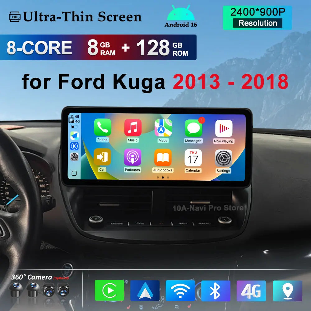 Navigation GPS 4G Split Screen DSP Stereo BT for Ford Kuga 2013 - 2018 Car Radio Multimedi