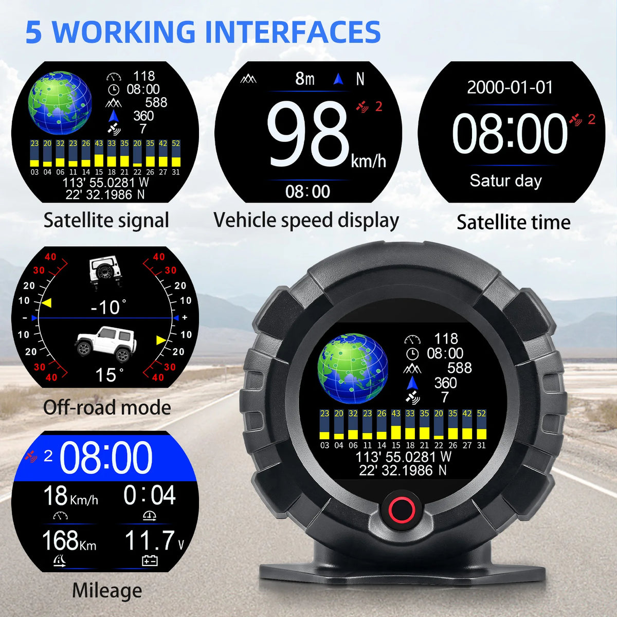 AD X95 Head Up Display GPS HUD Slope Meter Accessories HUD Auto Electronic Speedometer MPH KMH S - Automotive LED Light