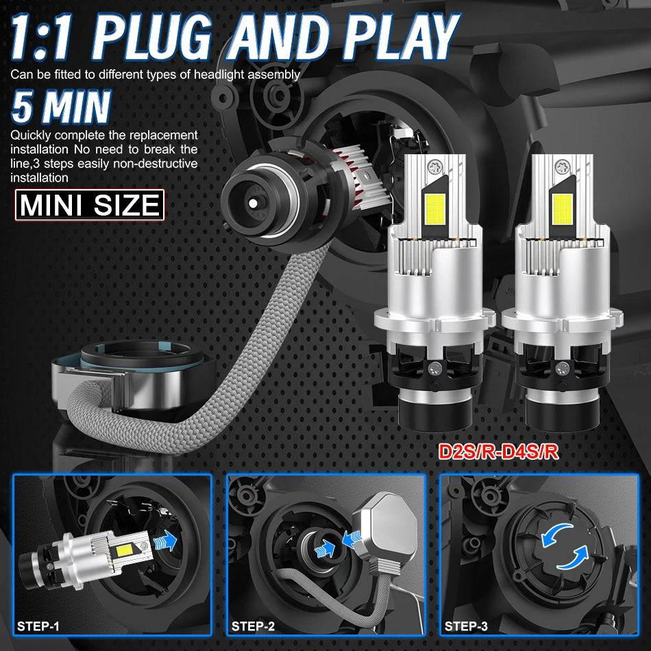 D SERIES D2S/D2R D4S/D4R Direct Plug-in LED Car Headlights LED 6000K Plug and Play High-Po
