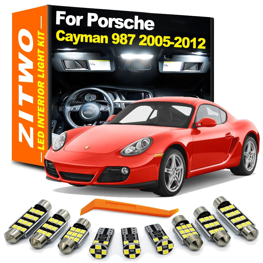ZITWO 14Pcs LED Bulb Interior Map Dome Reading Trunk Light Kit For Porsche Cayman 987 2005 2006 2007 2008 2009 2010 2011 2012