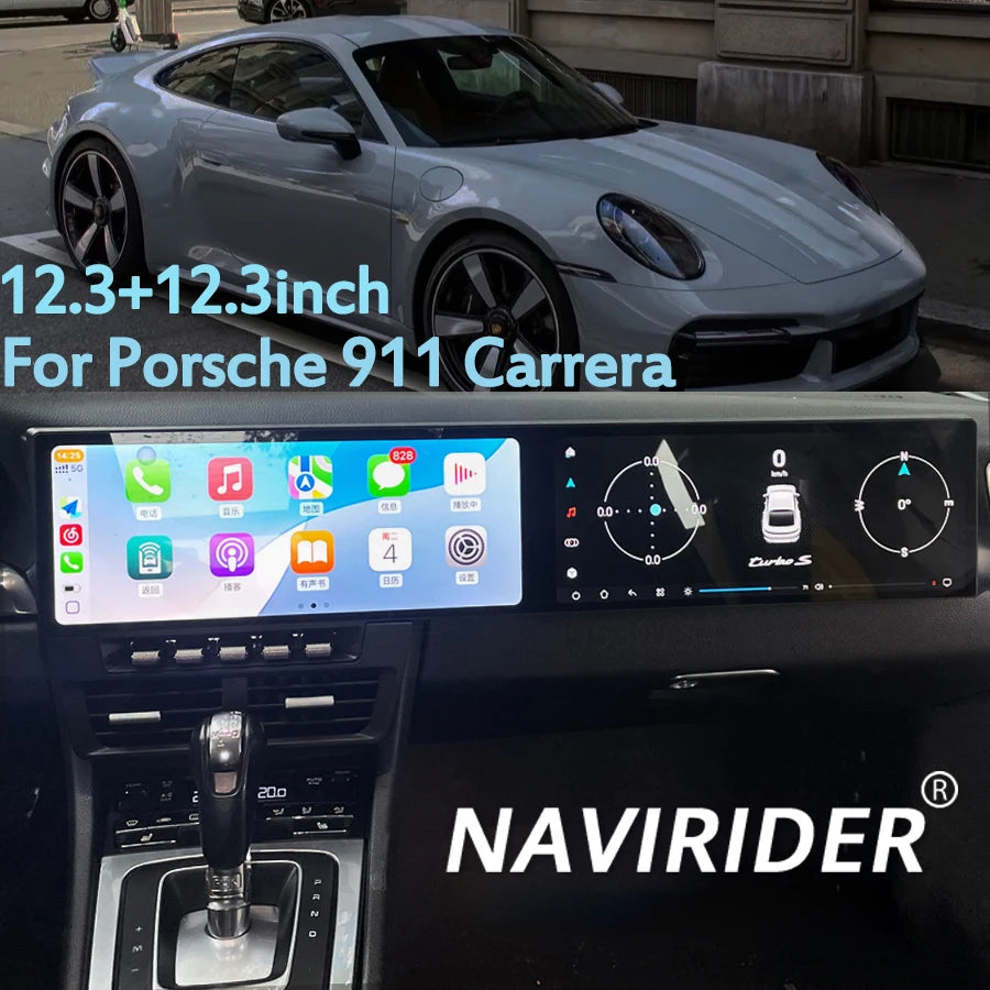 Car Radio 12.3+12.3inch Dual Screen For Porsche 911 991 4G WIFI Navigation GPS Multimedia  | AUTOKITSHOP