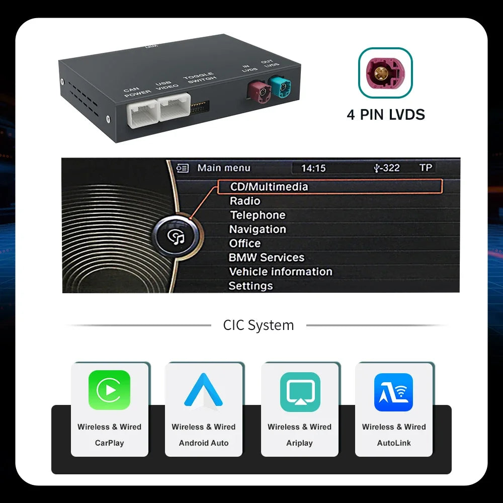 AUTOABC Wireless Carplay for BMW MINI F30 F31 F20 F21 F10 F01 X5 E70 X3 F25 NBT CIC System