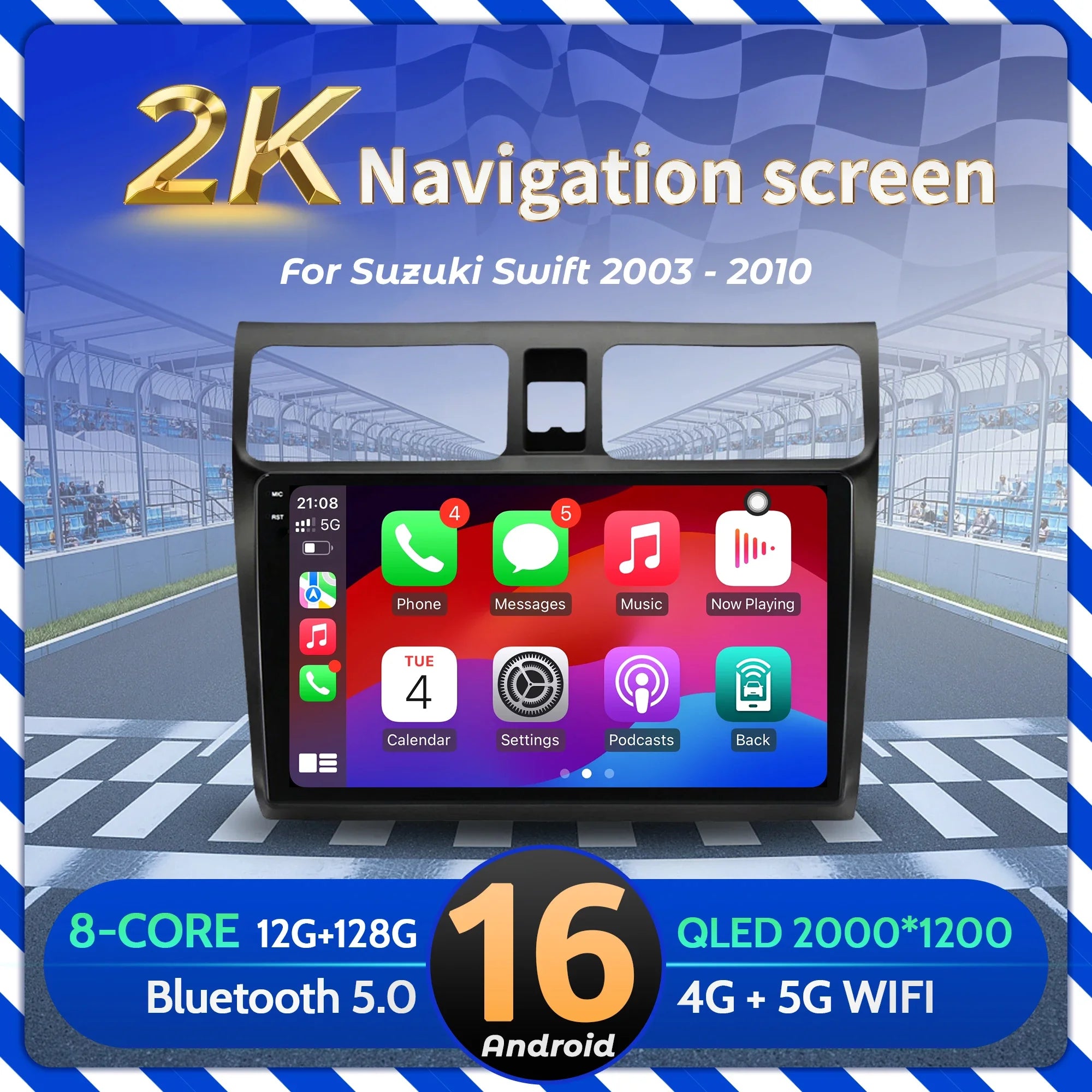 10“Car Radio Android 16 For Suzuki Swift 2003-2010 BT Carplay Multimedia Navigation Head U