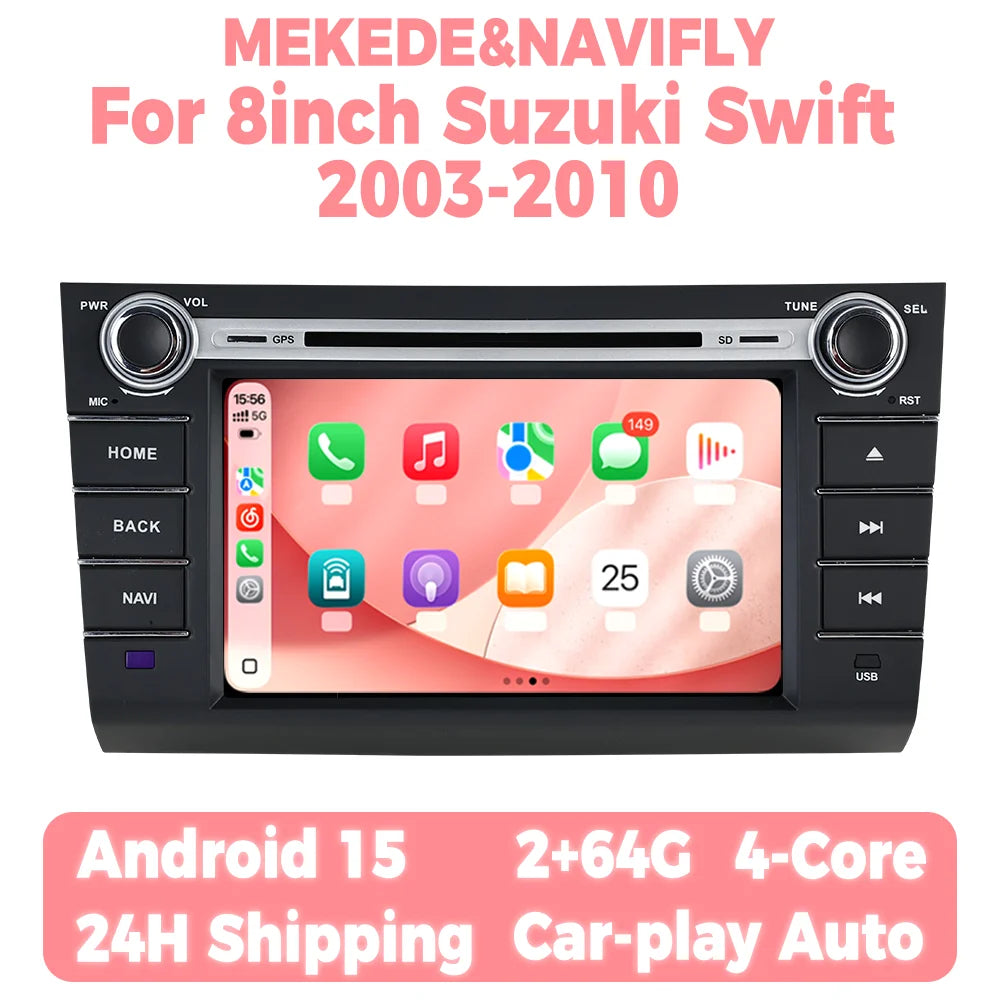 Android 15 Car Radio For Suzuki Swift 2003-2010 8" Screen Multimedia Player GPS Intelligen