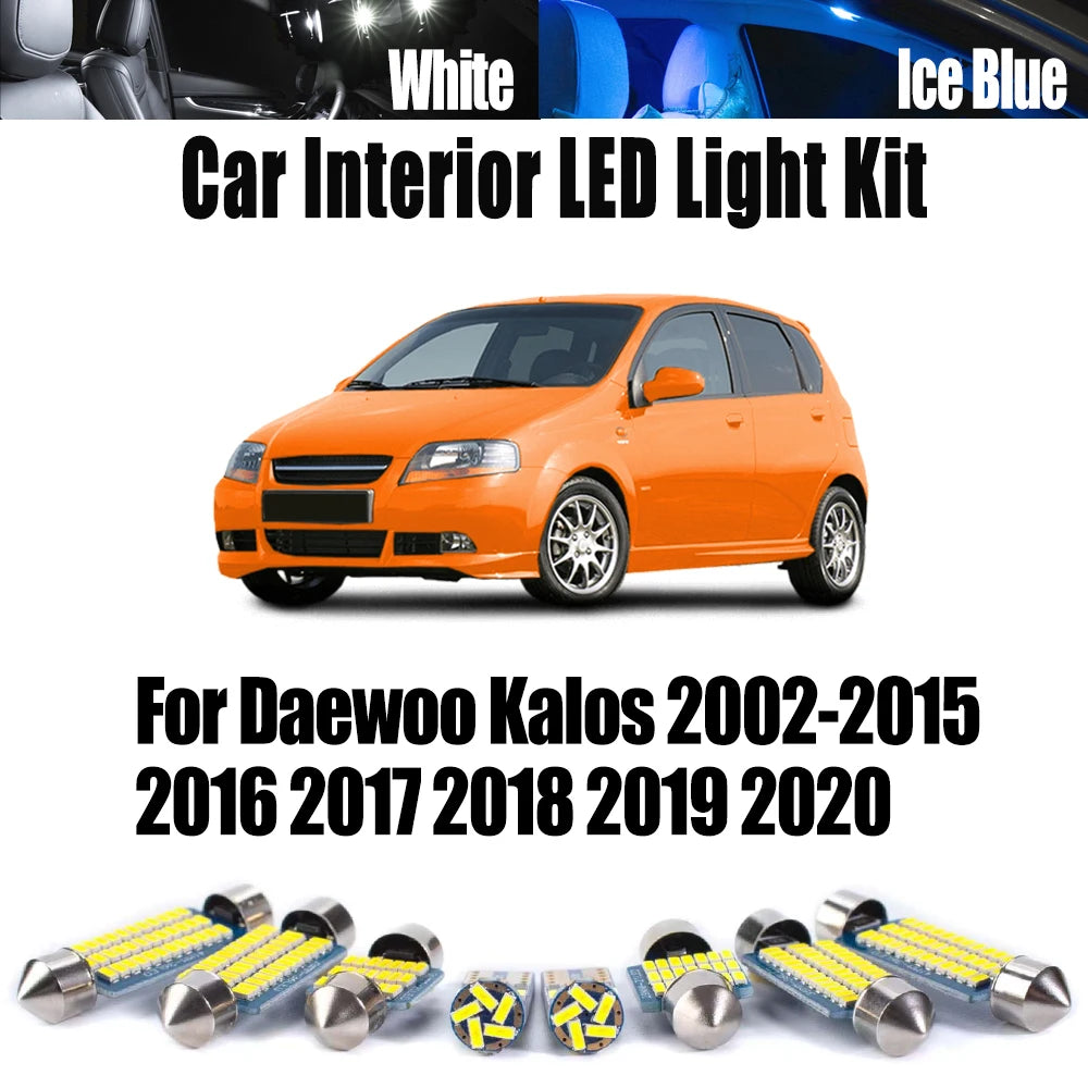 LED Interior Light Kit for Daewoo Kalos 2002-2015 - Canbus Dome Map Door Trunk Bulbs | AUTOKITSHOP