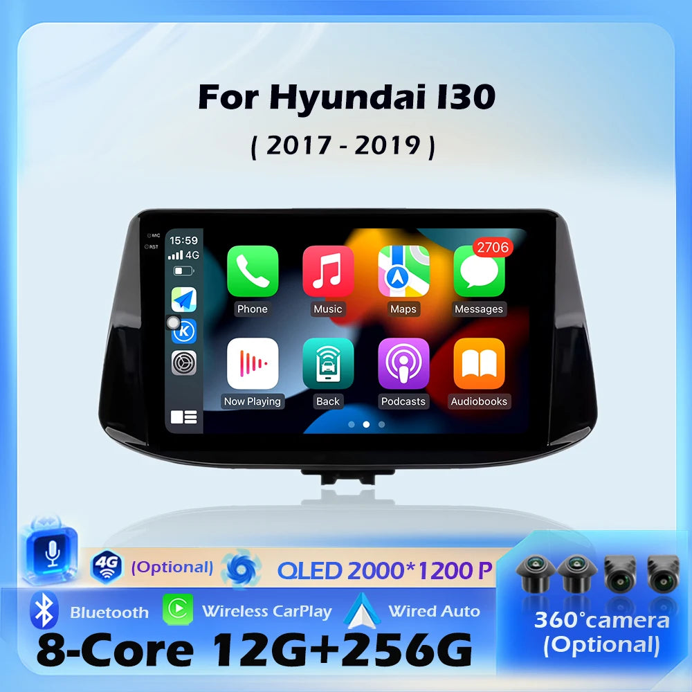 DSP Stereo For Hyundai I30 2017 - 2019 Wireless CarPlay Multimedia Display Touch Screen An