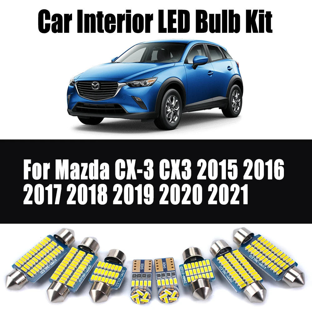 10-Piece LED Interior Light Kit for Mazda CX-3 CX3 2015- 2018 - Canbus Dome Map Door Trunk Bulbs | AUTOKITSHOP