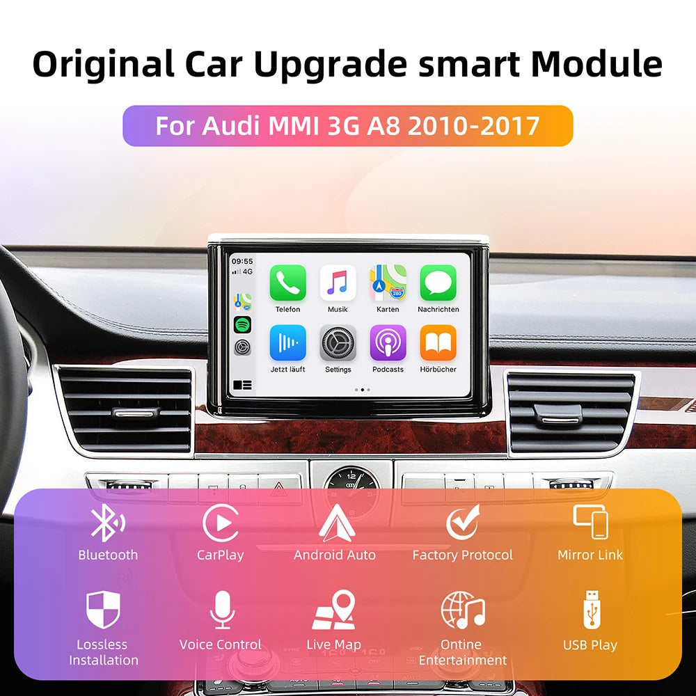 ANYFAR Wireless CarPlay Suitable For Audi A8 2010-2017, 6.5"/7" Screen, MMI 3G Module Andr | AUTOKITSHOP