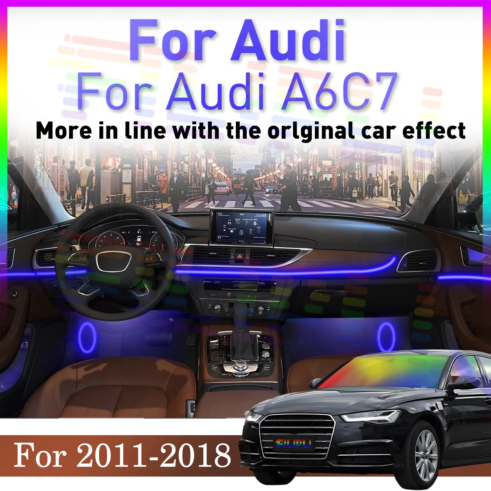LED Interior Light Kit for Audi A6 C7 Personalize In-Car Atmosphere with Hidden LED Ambient Light Strips for Car Inte...