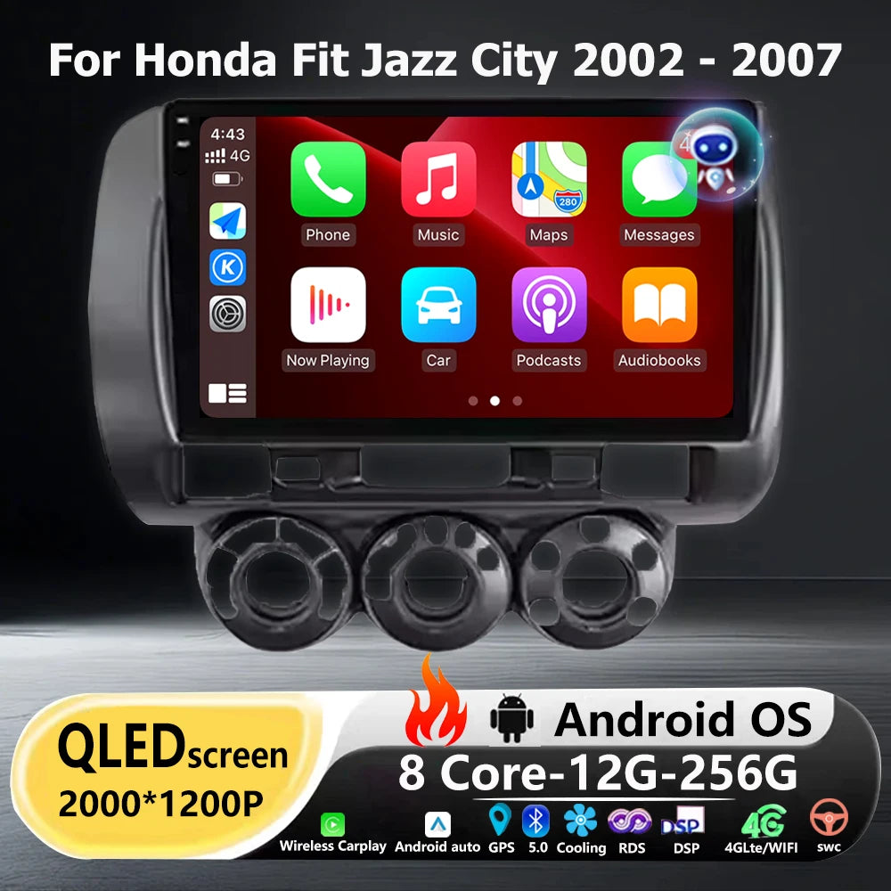 Android 16 Auto For Honda Fit Jazz City 2002 - 2007 LHD Car Radio Multimedia Video Player