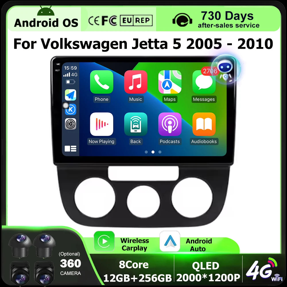 Car Radio Multimedia Video Player GPS Navigation Stereo For Volkswagen Jetta 5 2005-2010 A
