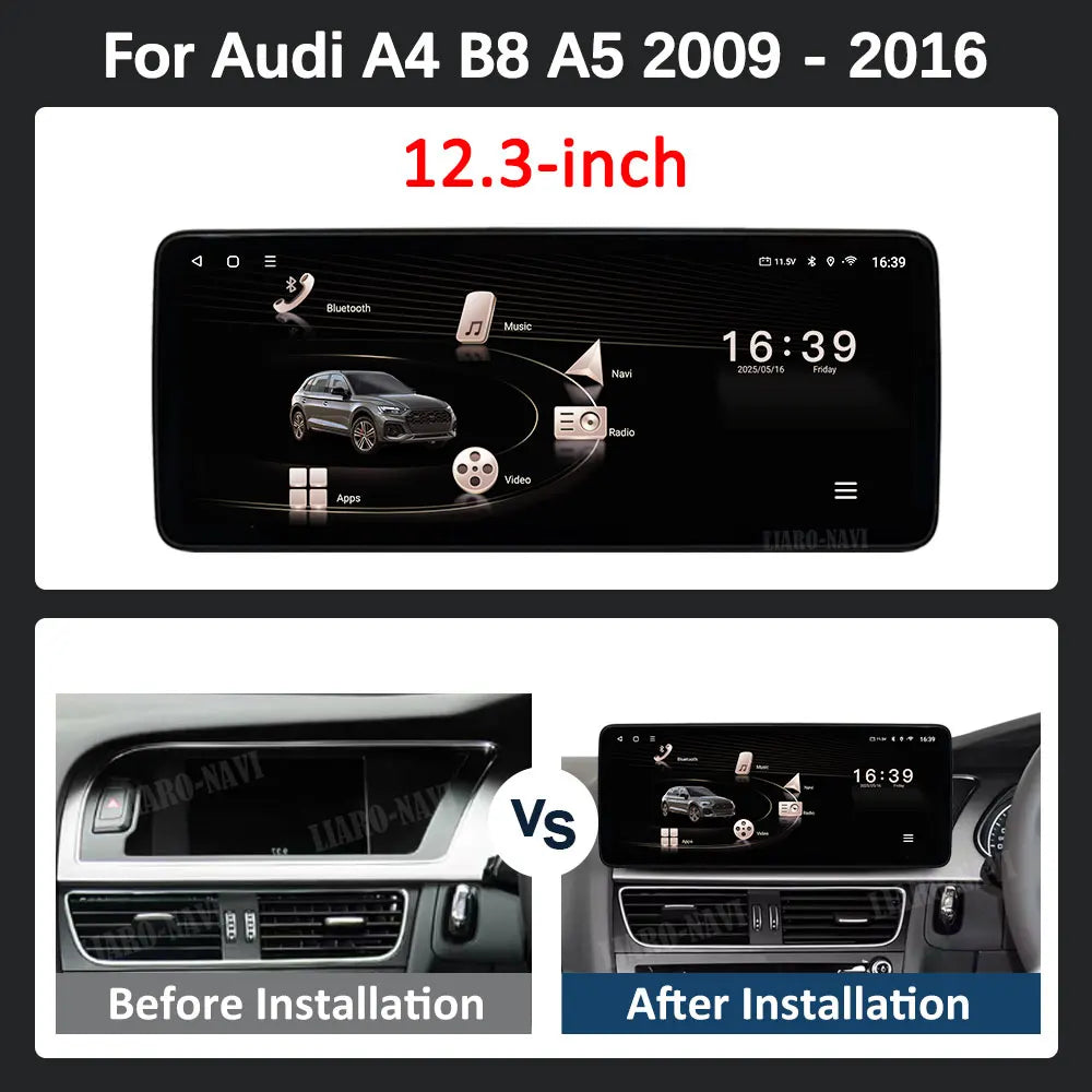 Right Hand Drive for Audi A4 B8 A5 2009 - 2016 Car Radio Multimedia Player Android 14 DSP