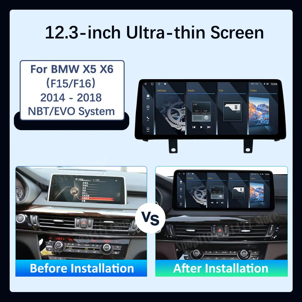 12.3 '' Android 16 Wireless Carplay GPS for BMW X5 F15 X6 F16 2014 2015 - 2018 NBT EVO Sys