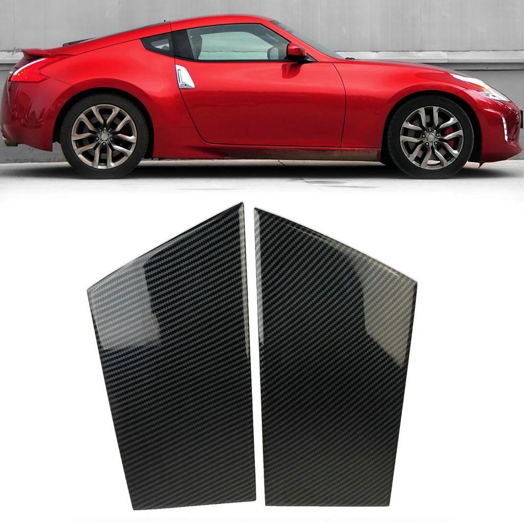 SINOCMP Carbon Fiber Exterior Car Window Pillar Trim Cover For Nissan 370Z 2009-2020 Car W