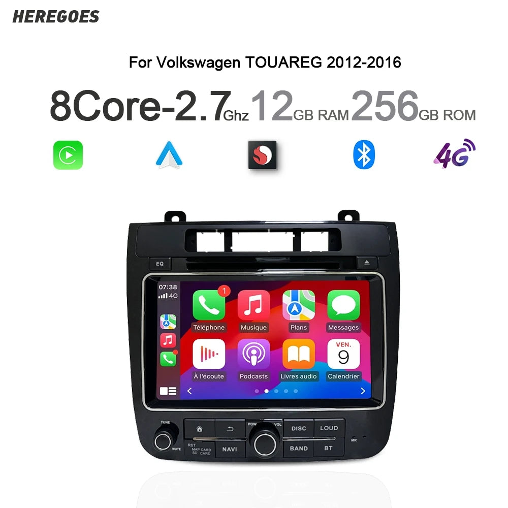 12.3" Android 13 Car Radio GPS Navigation CarPlay Multimedia Bluetooth WiFi for Volkswagen VW Touareg 7P 2010-2018 - No