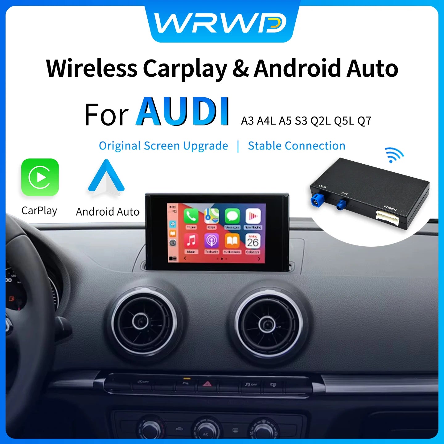 Wireless Carplay Android Auto Lossless Installation Interface Module For Audi A3 A4 A5 Q2