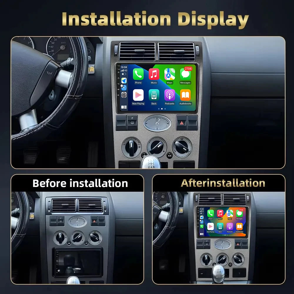 QLED 2400*1200P Android 16 For Ford Mondeo 3 2004-2007 Car Radio 9" 4G BT Stereo Multimedi