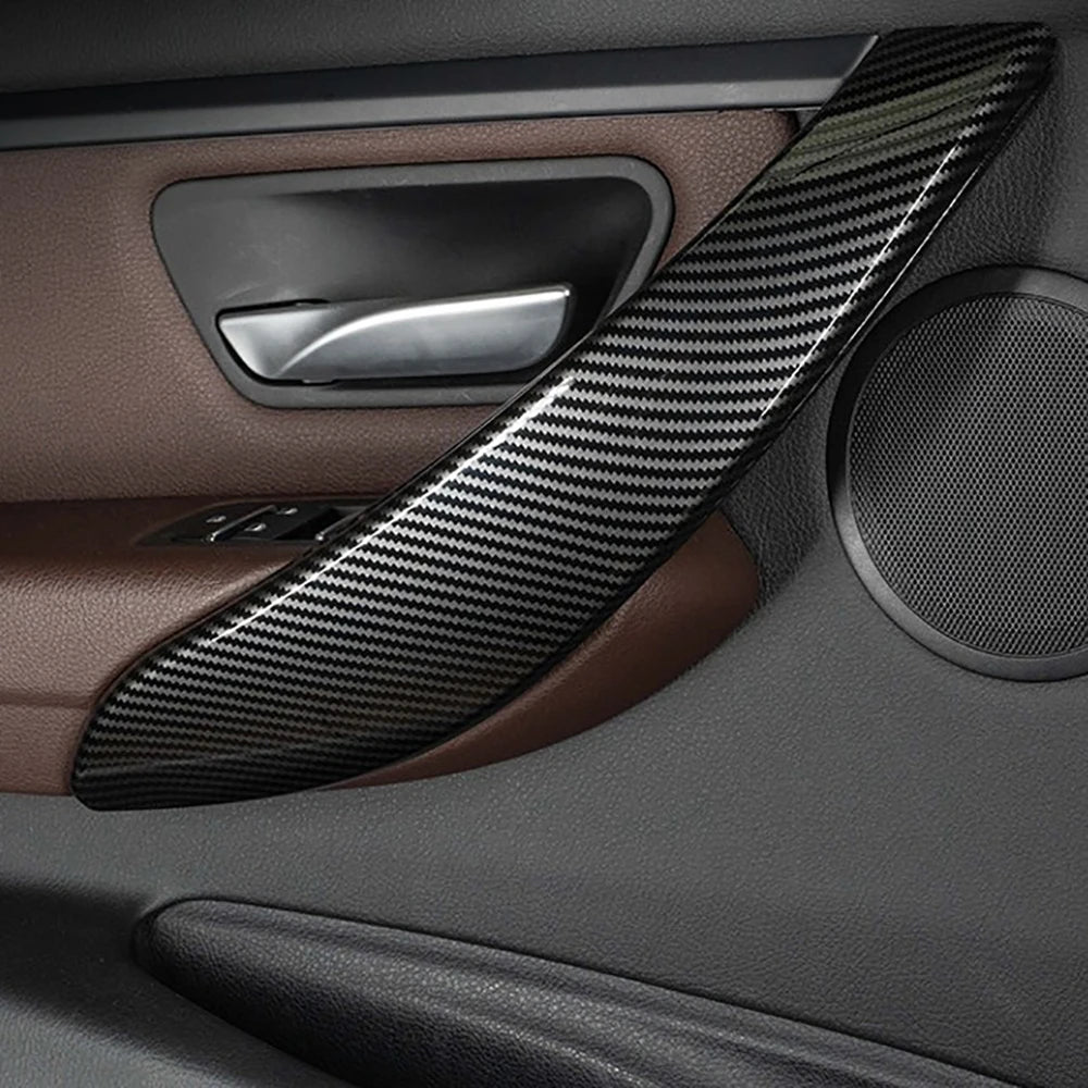 4x Carbon Fiber Style Door Handle Trim For 2013-2018 BMW F30 320i 325i 328i 335i