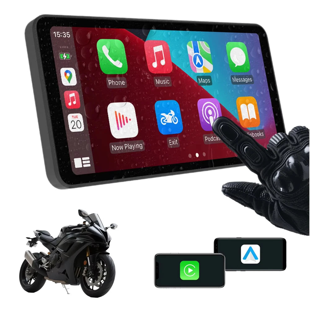 5-Inch Touch Screen Motorcycle CarPlay Screen Support Wireless CarPlay and Android Auto Wa