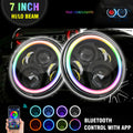 7Inch Round APP Control Car LED Headlights RGB Halo Ring Angel Eyes Off Road H13 H4 LED La
