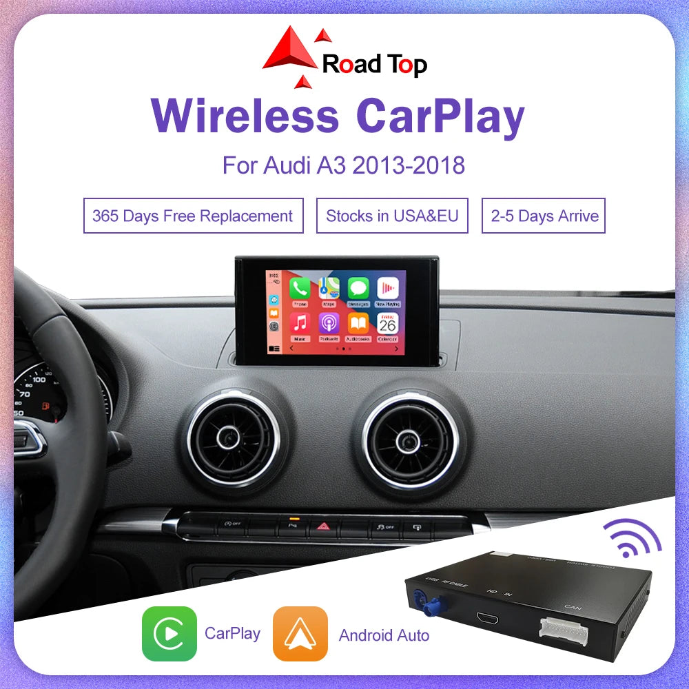 EU Wireless CarPlay for Audi A3 S3 8V 2013-2018 Android Auto with Mirror Link AirPlay Reve | AUTOKITSHOP