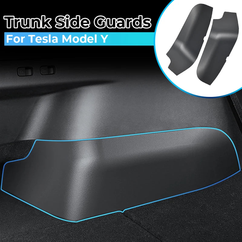 Car Rear Trunk Side Guards For Tesla Model Y 2022 2023 TPE Cover Fluff Surface Corner Protection - Automotive LED Light