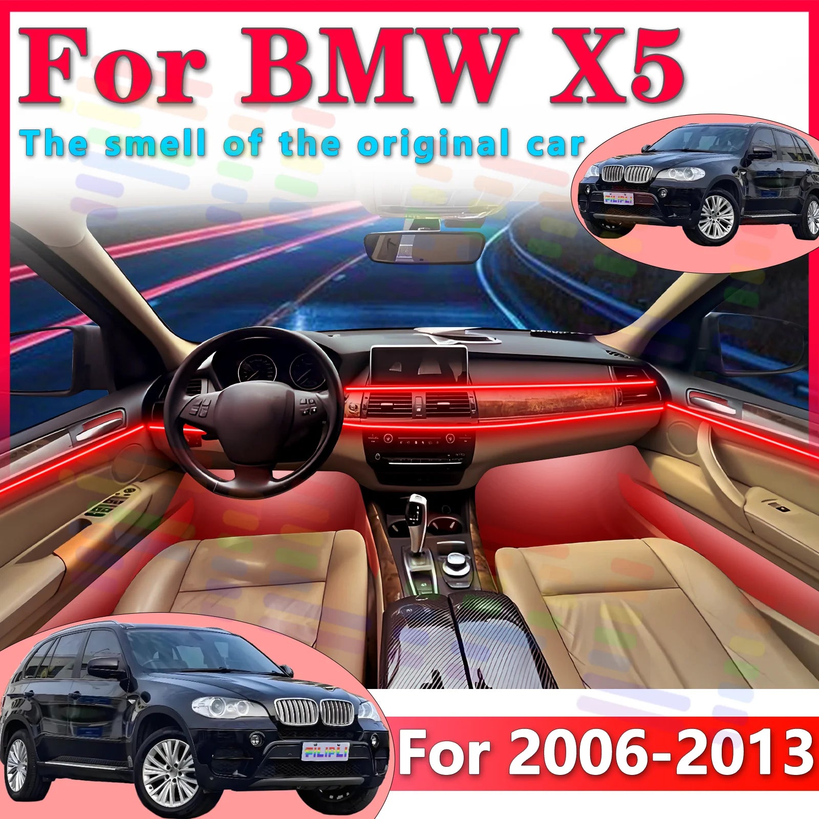 RGB - Ambient Light - for BMW E70 X5 - App Control - Car Interior Lighting | AUTOKITSHOP